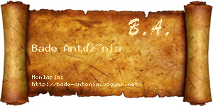 Bade Antónia névjegykártya